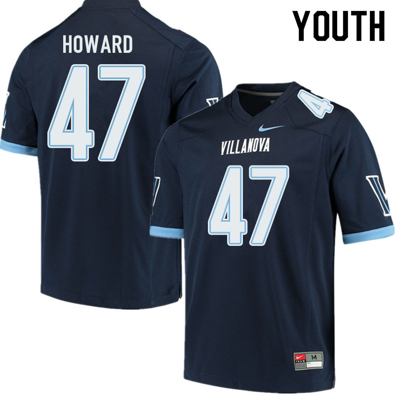 Youth #47 Jalen Howard Villanova Wildcats College Football Jerseys Sale-Navy